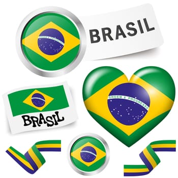 collection of Brasil icons and marketing accessories