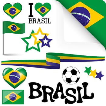 collection of Brasil icons and marketing accessories
