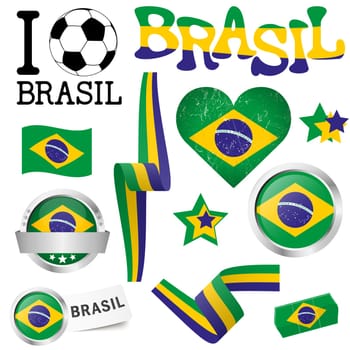 collection of Brasil icons and marketing accessories