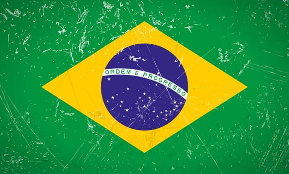 Brasil grunge flag with scratches and stains