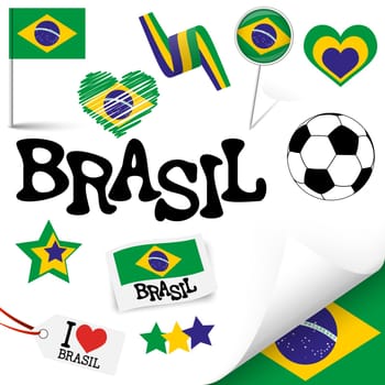 collection of Brasil icons and marketing accessories
