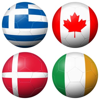 collection of soccer footballs with country flags