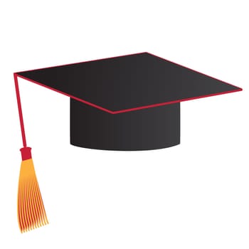 Graduation Cap isolated on white, vector illustration.