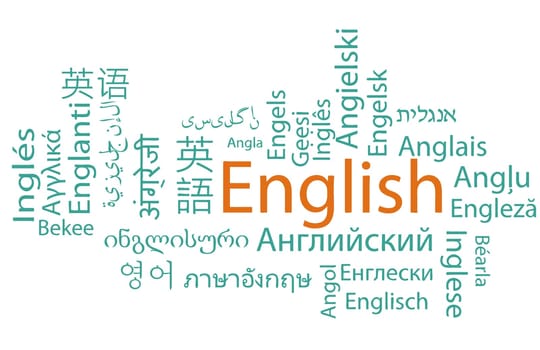 Learning English, different languages. Vector.