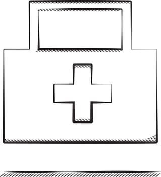 Vector sketch illustration of medical first aid case.