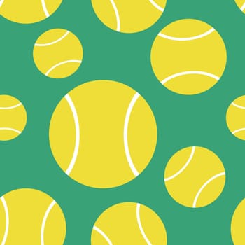 Tennis ball seamless retro pattern, vector.