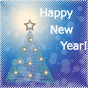 Happy New Year Greeting  Card. Vector illustration.