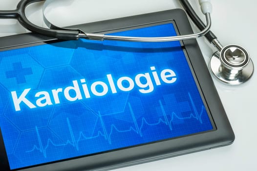 Tablet with the specialty cardiology on display