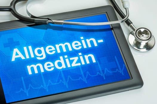 Tablet with the text General Medicine on display