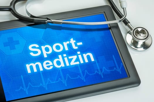 Tablet with the specialty sports medicine on display