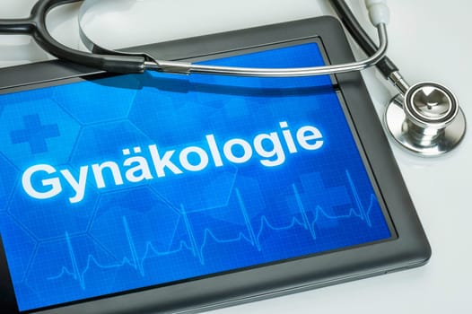 Tablet with the specialty gynecology on display