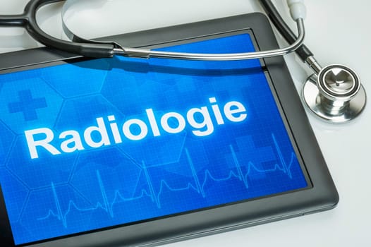 Tablet with the specialist field radiology on display