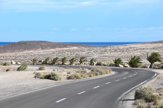 Lonely Road in the Desert Tenerife Canary Islands
