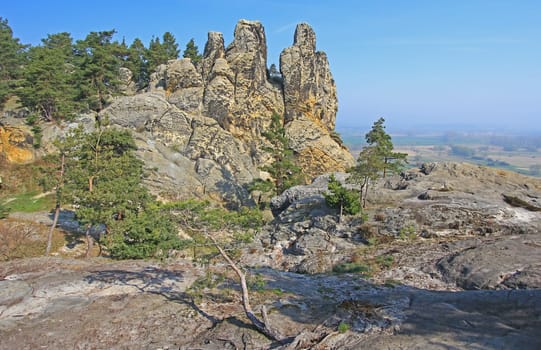 The Devil's Wall at the so-called "Hamburg Coat of Arms"" near Blankenburg in the Harz,Saxony-Anhalt,Germany"
