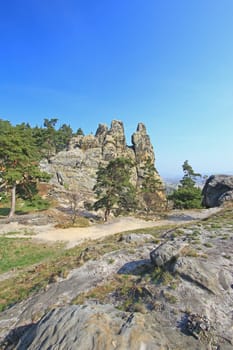 The Devil's Wall at the so-called "Hamburg Coat of Arms"" near Blankenburg in the Harz,Saxony-Anhalt,Germany"
