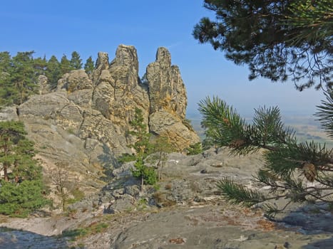 The Devil's Wall at the so-called "Hamburg Coat of Arms"" near Blankenburg in the Harz,Saxony-Anhalt,Germany"