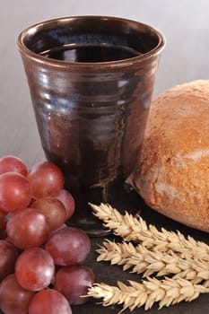 Bread and wine for the sacrament or communion