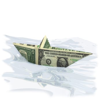 Paper boats with 1 dollar
