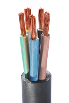 Macro detail of a stripped power cable