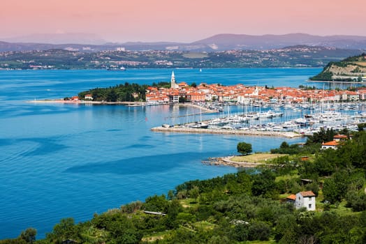 Beautiful coast town Izola - Slovenia from above