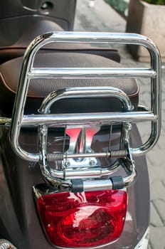 Scooter seat and back rack detail closeup