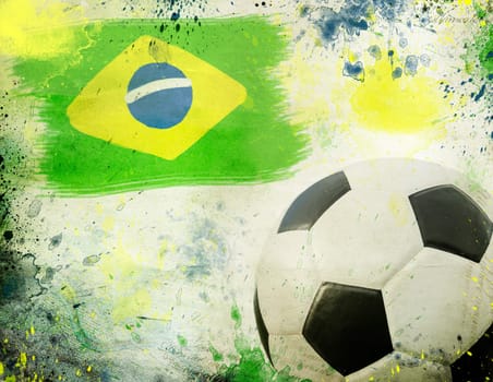 Vintage photo of soccer ball OF Brazil 2014