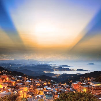 The seaside mountain town scenery in Jiufen, Taiwan