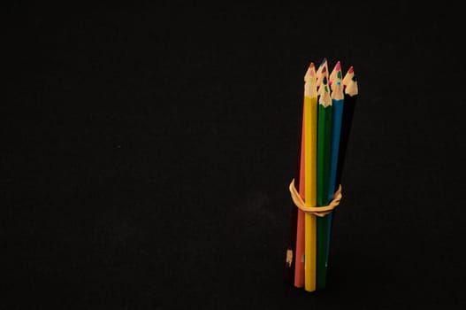 Set of Colored Pencils In A Row