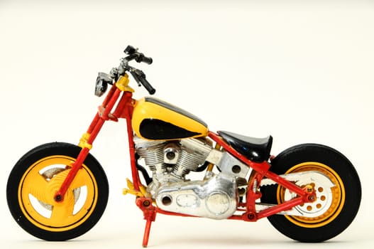 Beautiful Model Motorcycle Chopper on a White Background