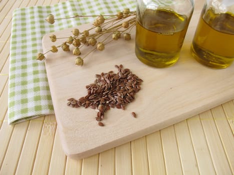 Linseed oil in small bottles
