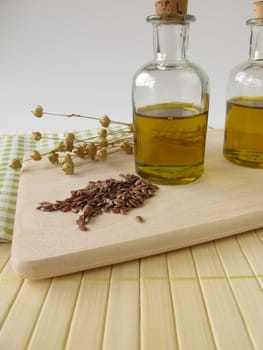 Linseed oil in small bottles