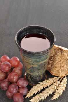 Bread and wine for the sacrament or communion