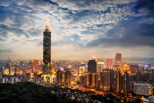 Skyline of Xinyi District in Taipei
