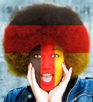 Girl with German colors and Afro hairstyle