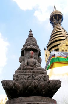 Swayambhunath stupa temple on the outskirts of Kathmandu, Nepal. Unesco world heritage site (aslo known as "monkey temple"")"