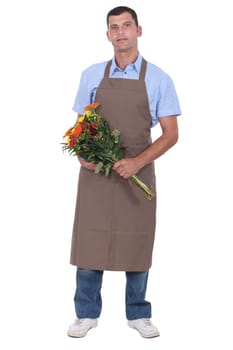 Full length studio shot of a male florist