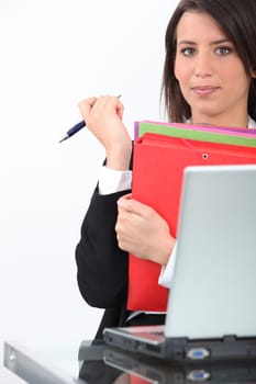 Businesswoman with files