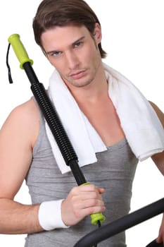 Man using gym equipment