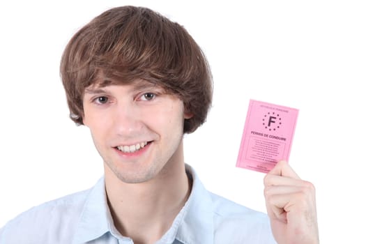 Man with his driving's license