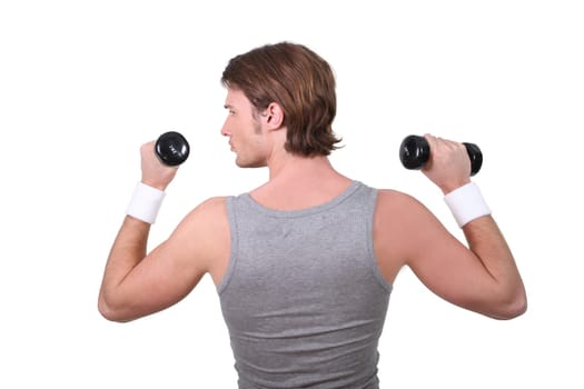 Man working out with dumbbells