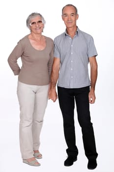 Senior couple on a white background