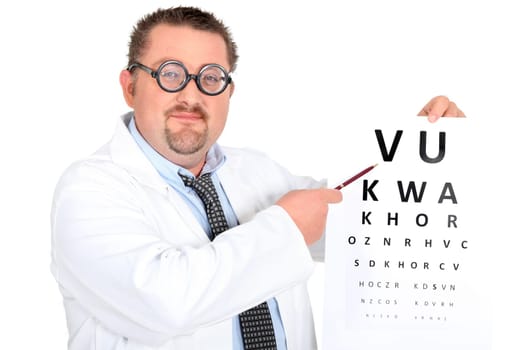 Funny ophtalmologist with bifocal glasses