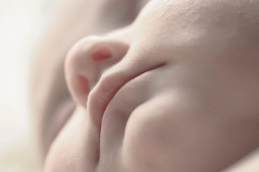 Close up of baby girls' sweet little head and face
