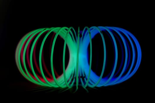 A close up shot of a coil spring toy