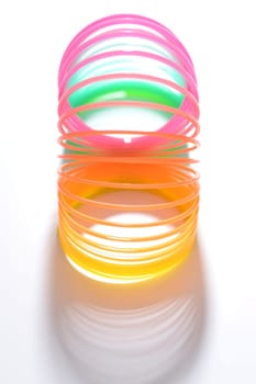 A close up shot of a coil spring toy