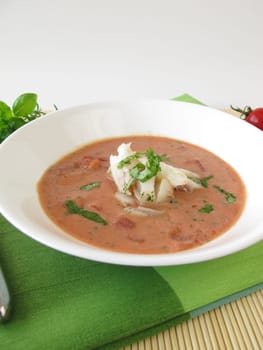 Tomato cream soup and with fish