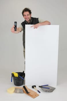 Decorator displaying mobile phone
