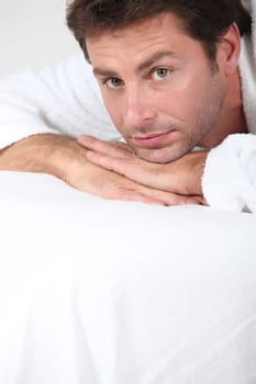 man in bathrobe