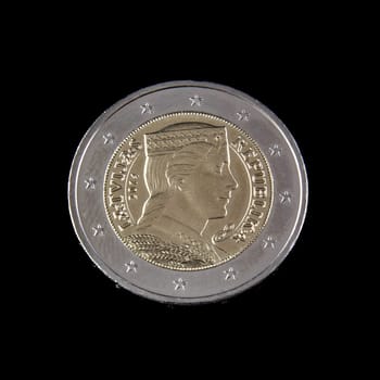 Latvia EURO on black background. Latvia replaced its previous currency, the lats, with the euro on 1 January 2014