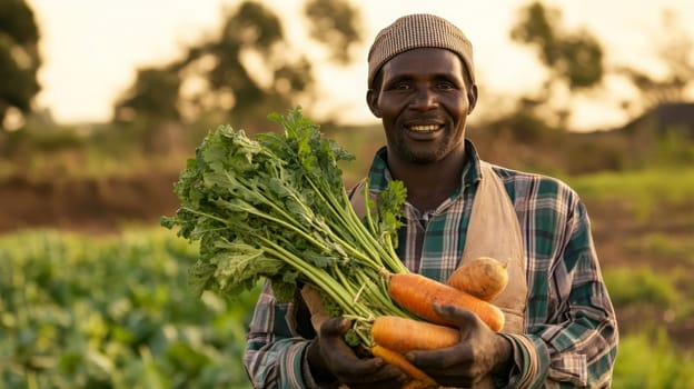 fresh vegetables in the hands of a farmer, Generative AI,